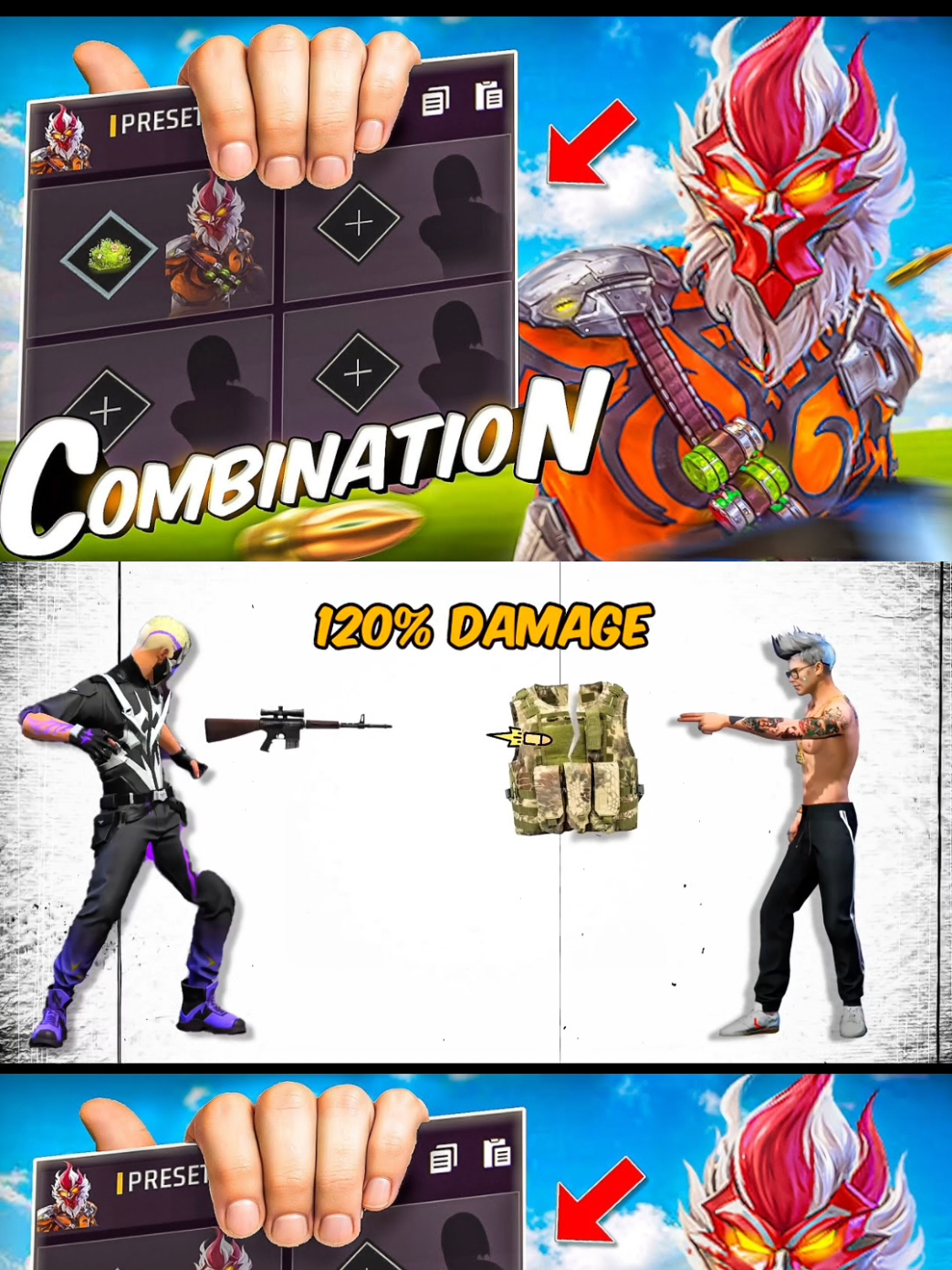 HIGH DAMAGE CHARACTER COMBINATION IN FREE FIRE #FreeFire #FreeFirecharactercombination #FreeFireTips #FreeFireHeadshot 