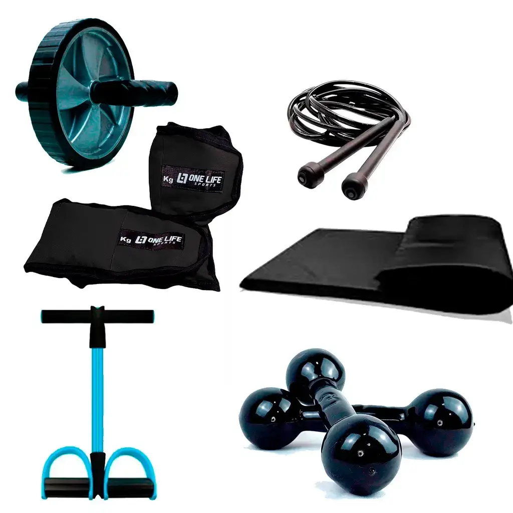 Kit Funcional Completo C/ 6 Itens :-  caneleira de 3kg  + halter de 1kg + colchonete + Roda + Extensor + Corda  por R$168,66.  Compre na Shopee agora!  https://s.shopee.com.br/8Uzstt0Rrs CBS-DQV-PPF