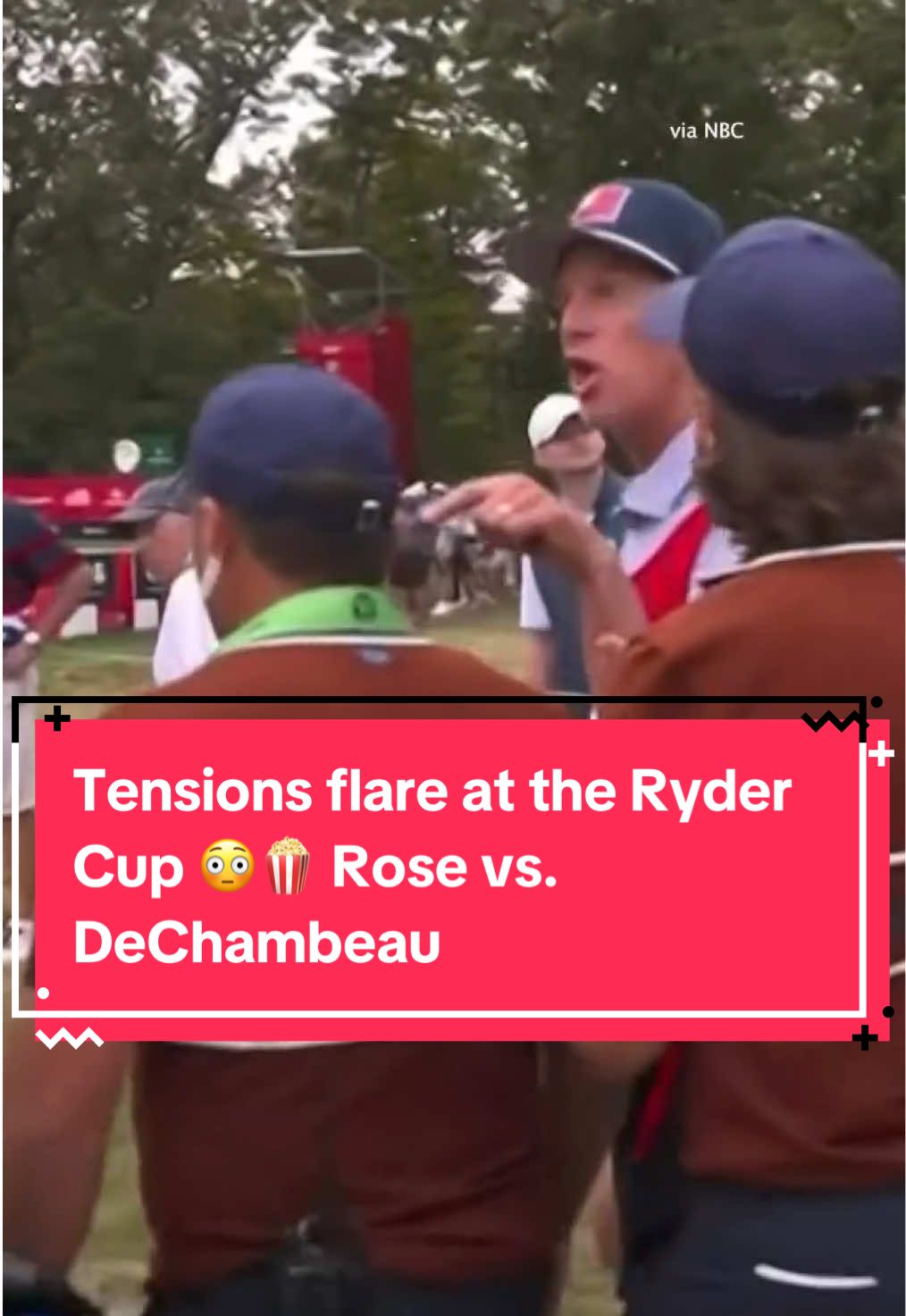 Things got heated between Europe’s Justin Rose and USA’s Bryson DeChambeau (and his caddy) at the Ryder Cup 😳🍿 (🎥: @Golf on CBS) 