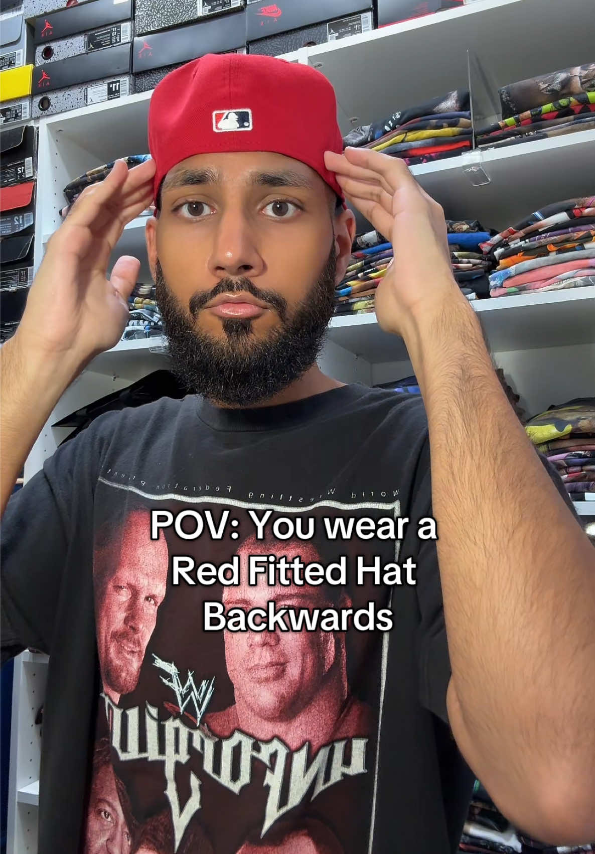 Red hat to the back like I’m Fred Durst 😭😂 #limpbizkit #freddurst #numetal #fyp #y2k 