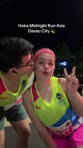 Our 3rd race ever!!! Yay yay new PRs, so proud as we are both newbie runners hihi 💗  #hokamidnightrunasia #davaocity #hokamidnightrunasiadavao #couple #Running 