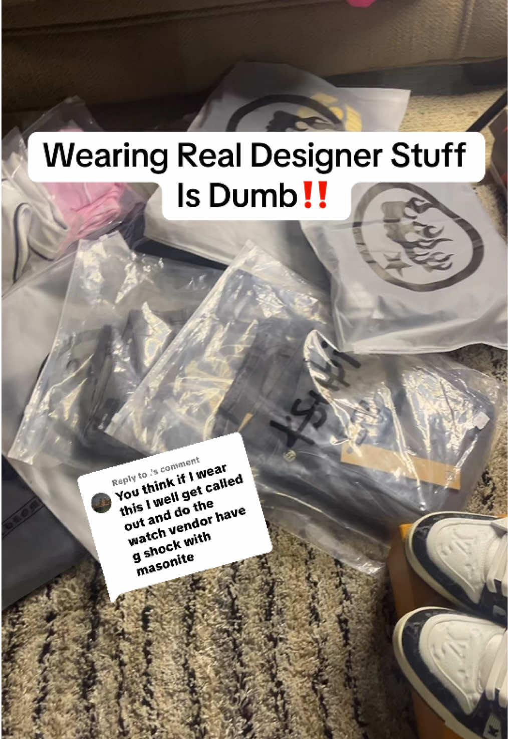 Replying to @. Wearing Real Designer in is Dumb Now‼️  #clothes #viral #fypシ #reseller 