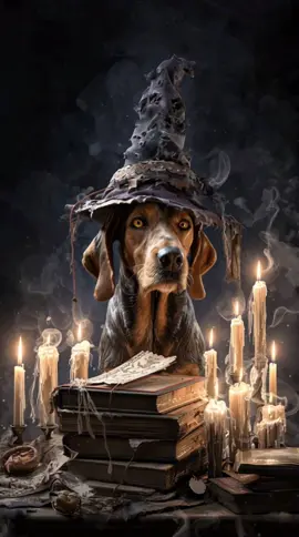 Keepers of forgotten spells… their eyes guard the silence, their howl bends the flame, and the night obeys. . . . . . #WitchDog #darkfantasy #gothic #aiart #spookyseason  