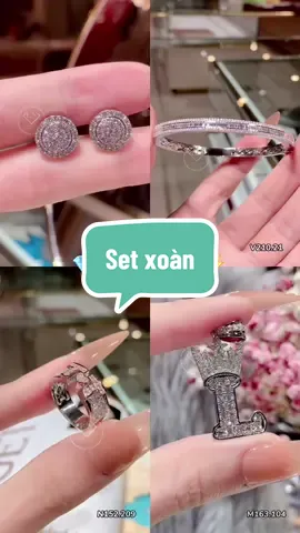 Set trang sức đính kim thiên nhiên có tại #longngocluxury #thanhtrungdiamond #nhanunisexkimcuong #trangsuckimcuong #trending 