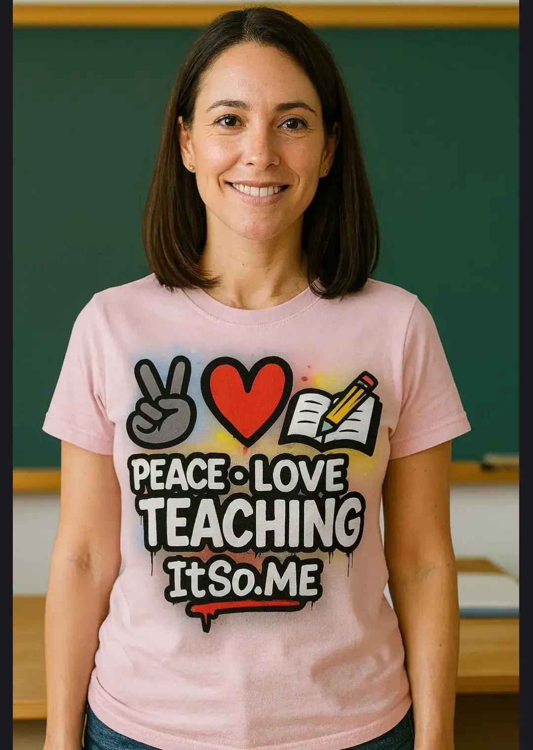 Teaching is more than a job — it’s a calling. ✌️❤️📚 Celebrate the passion and dedication of educators with this graffiti-style Peace • Love • Teaching tee. Perfect for teachers, student teachers, or anyone proud to inspire the next generation. Comfortable, vibrant, and full of positivity — because teaching is love in action. http://ItSo.Me #PeaceLoveTeaching, #ItSoDotMe, #TeacherLife, #TeacherStyle, #TeachingIsLove, , , , , , , , , , , , , , , , , , , , , , , , , 