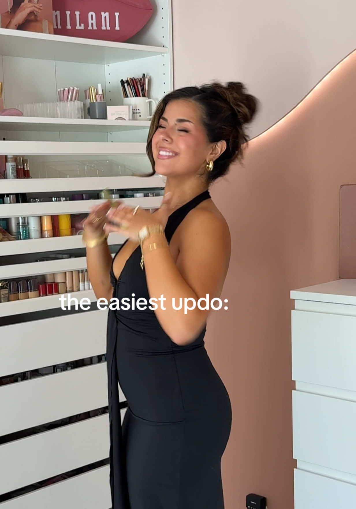 THE EASIEST UPDO TUTORIAL! This is my go to when my hair is dirtyyyyy af. Dirtier the better tbh.  . STEPS: 1. Split your hair from right behind your ears. 2. Throw it up in a high pony (where you want the bun to sit) 3. Start slowly inching your hair together into a bun and then tie it off with a little pony (keep it looserrr, not tight!) you might crash out so just retry the bun if you don’t like it. But you can’t pull and play around with it until you like it! 4. Section off your side piece 5. Take 2-3 sections each side and bobby pin them to your hair! LMK IF YOU TRY IT!  hair gel @Garnier Canada @Garnier dry shampoo @K18 Hair  shine spray @Kenra Professional  hair spray @John Frieda 