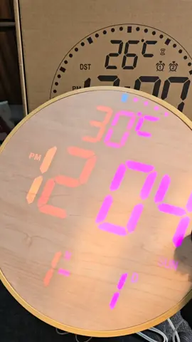 SOHA Jam Digital Design Motif Kayu LED RGB Besar 11 Inch Alarm Free Remote Control Warna Lampu Bisa Di Atur