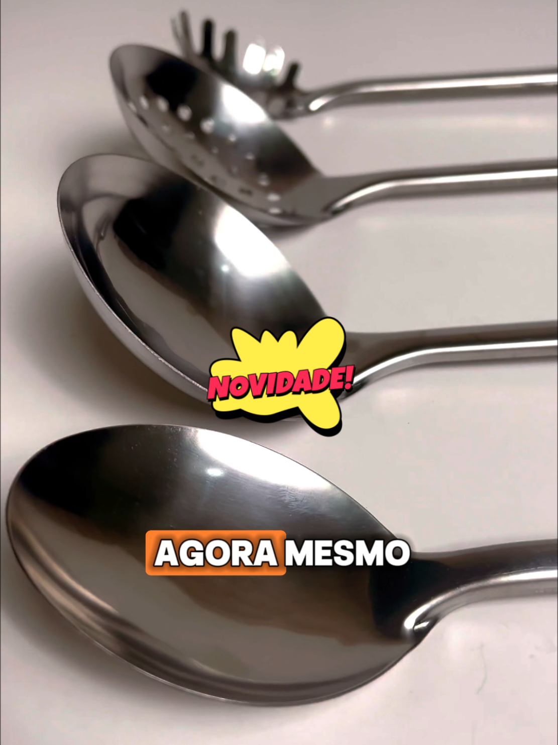 Conjunto Utensílios de cozinha Inox  Colher , concha, escumadeira pegador de massa  Perfeito para preparar as suas refeições favoritas!!! Aproveita e adquira o seu tbm . #utensiliosdecozinha  #utensilios  #tiktokshop  #achadinhostiktok  #vendasonline  @Angel Home BR @Angel Home BR @Angel Home BR 