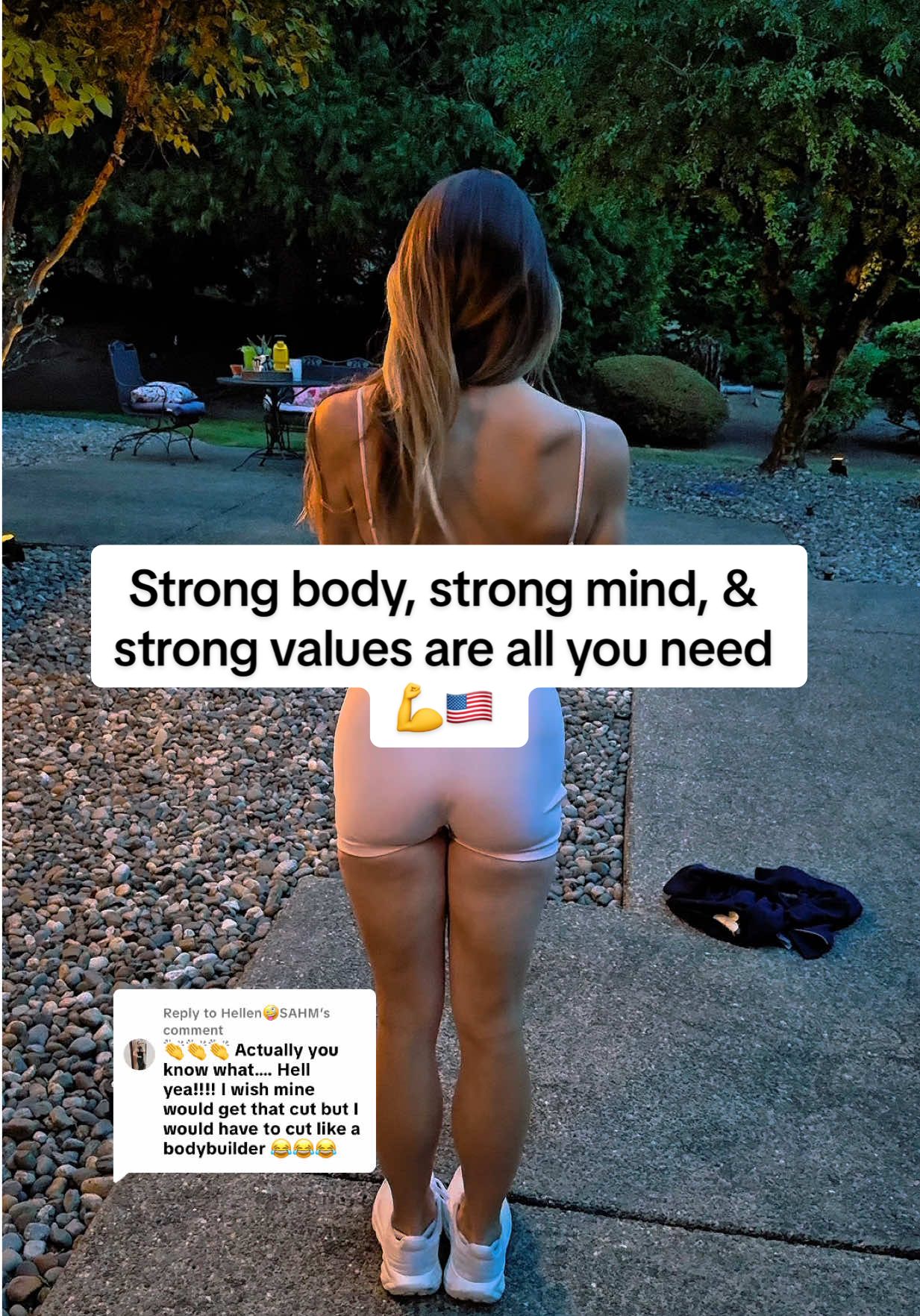 Replying to @Hellen🤪SAHM no cutting necessary. Walk 10k steps a day and drink your protein water! But most important? Don’t forget to exercise your right to free speech and speak up. A strong body is a strong mind, and a strong mind should be heard.💪🗣️🇺🇸 🔗Romper: https://rstyle.me/+8WA3U_iw5E6NZd3euGhI_Q #musclemommy #FitTok #fitmom #fyp #momtok 