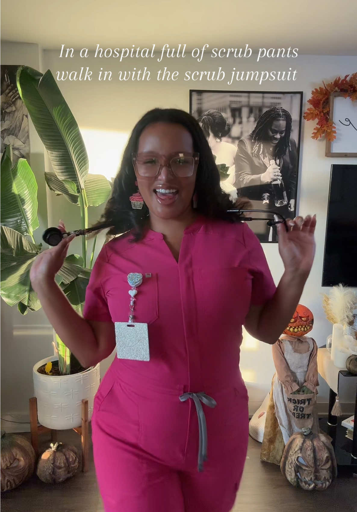 Obsessed. It’s all cute and all till I have to go to the washroom tho. 🤧 but still 10/10 #nursesoftiktok @fabletics scrubs 