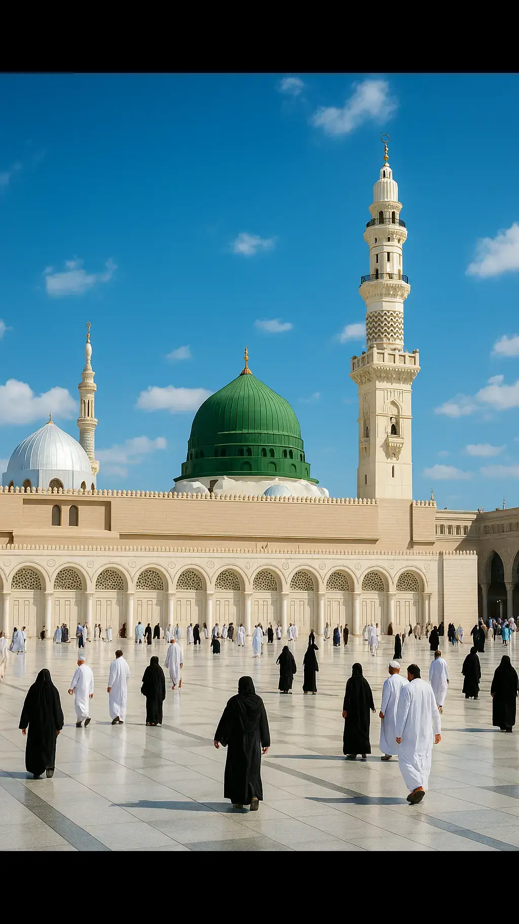 MADINA Munawar  Madina, the City of the Prophet, shines bright A beacon of faith, where Islam's history takes flight  The Masjid an-Nabawi, a mosque of grandeur and might Where the Prophet Muhammad's  tomb is a sacred sight The city's streets are lined with date palms, green and tall A tranquil oasis, where faith and peace enthrall Madinah's rich history and heritage are palpable and real A place where Muslims from all over the world come to feel The city's warm hospitality and welcoming smile Make it a place of pilgrimage, worth traveling a long while#islamic_video #unfreezemyaccount #foryoupage #growmyaccount 