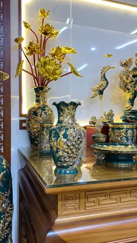 Bộ thờ xanh ngọc lục bảo vẽ vàng 24k#đothocung #gomcaocap #gombattrangminhhieu 