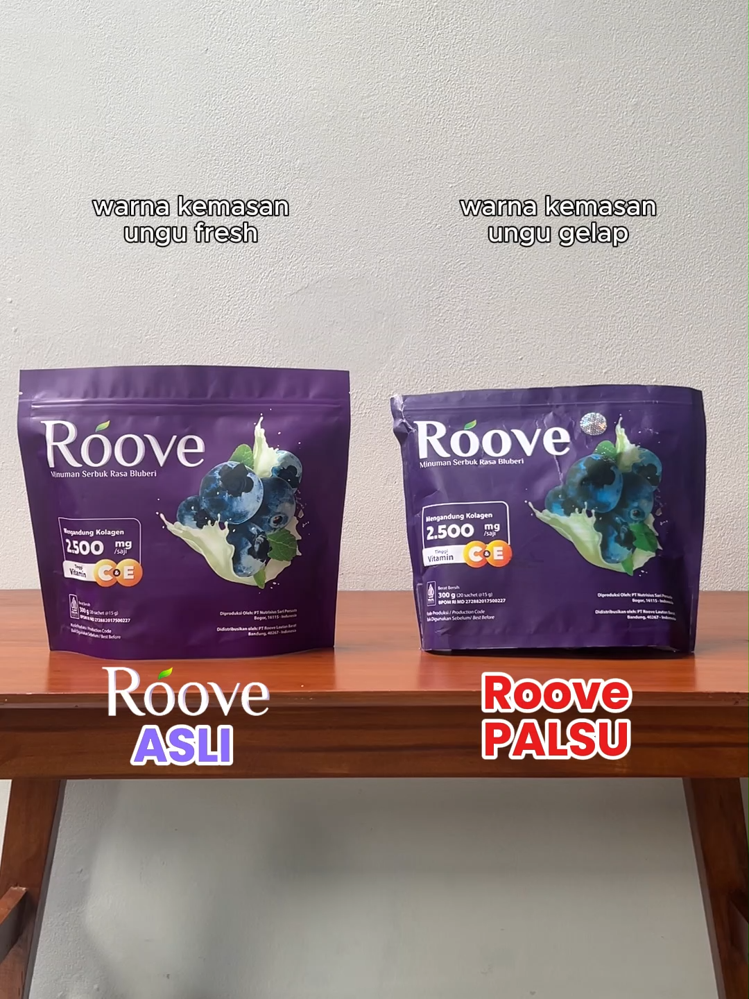 Ini nih perbedaan jelas antara Roove asli dan palsu. Jangan ketipu lagi yaa? Pastikan selalu beli di toko resmi Roove 💜 #roovecollagen #collagendrink #collagen #minumankolagen #fyp