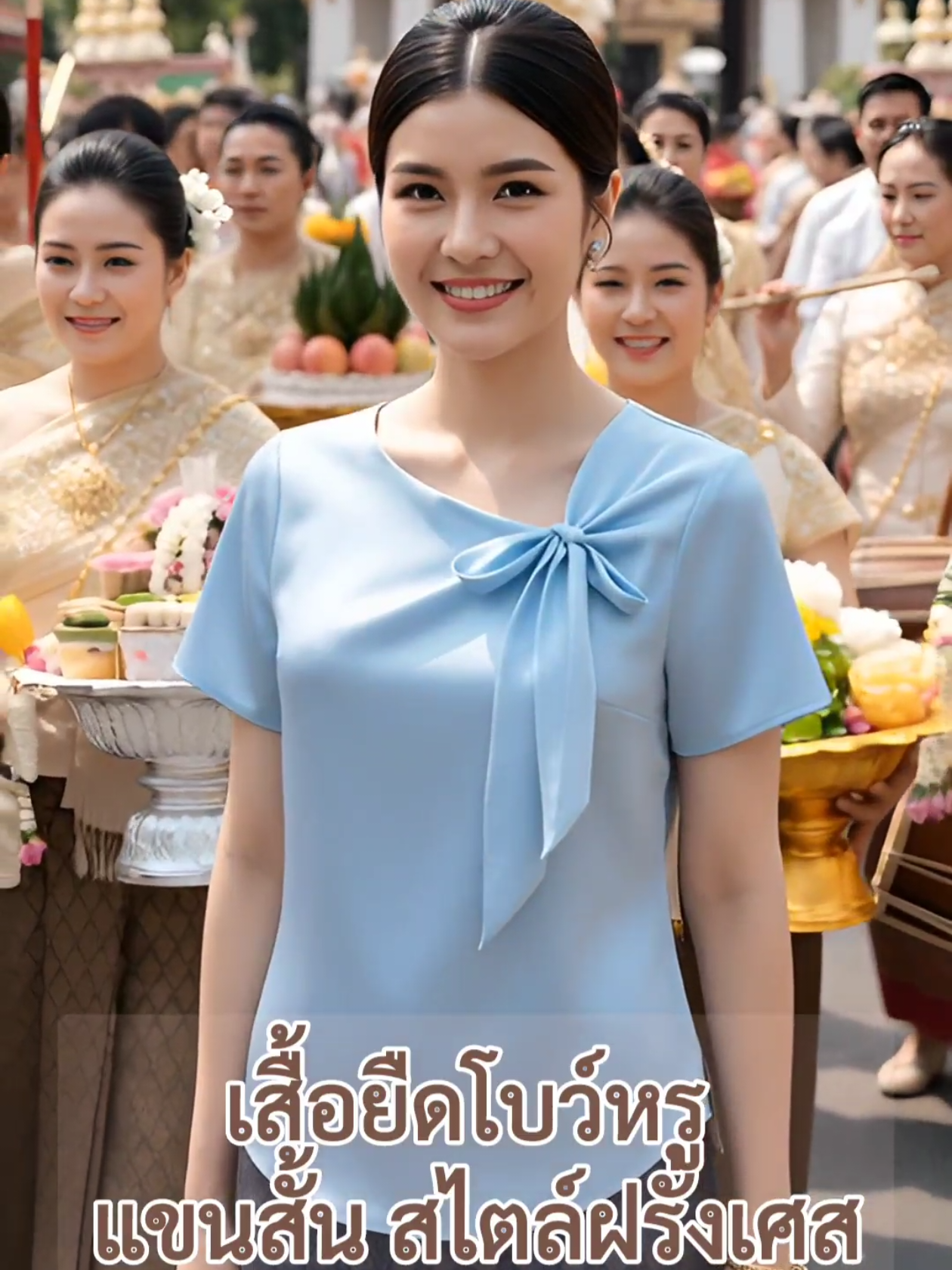 เสื้อยืดโบว์หรู แขนสั้น สไตล์ฝรั่งเศส Desc:   เสื้อยืดผู้หญิงดีไซน์หรู แขนสั้น เนื้อผ้านุ่ม ใส่สบาย ตกแต่งโบว์สุดเก๋ เพิ่มความโดดเด่น สไตล์ฝรั่งเศส แมทช์ง่าย ใส่ได้ทุกโอกาส พร้อมลุคเรียบหรูดูดี เหมาะกับสาวทันสมัยที่ชอบความมีสไตล์ จะใส่ทำงานหรือไปเที่ยวก็ดูดีมีสไตล์ มีให้เลือกหลายสี แมทช์ง่ายกับทุกลุค มั่นใจได้ทุกวัน #เสื้อยืดผู้หญิง #เสื้อแฟชั่น #เสื้อโบว์ #เสื้อแขนสั้น #เสื้อผู้หญิงวัยกลางคนใส่แล้วไม่แก่ 