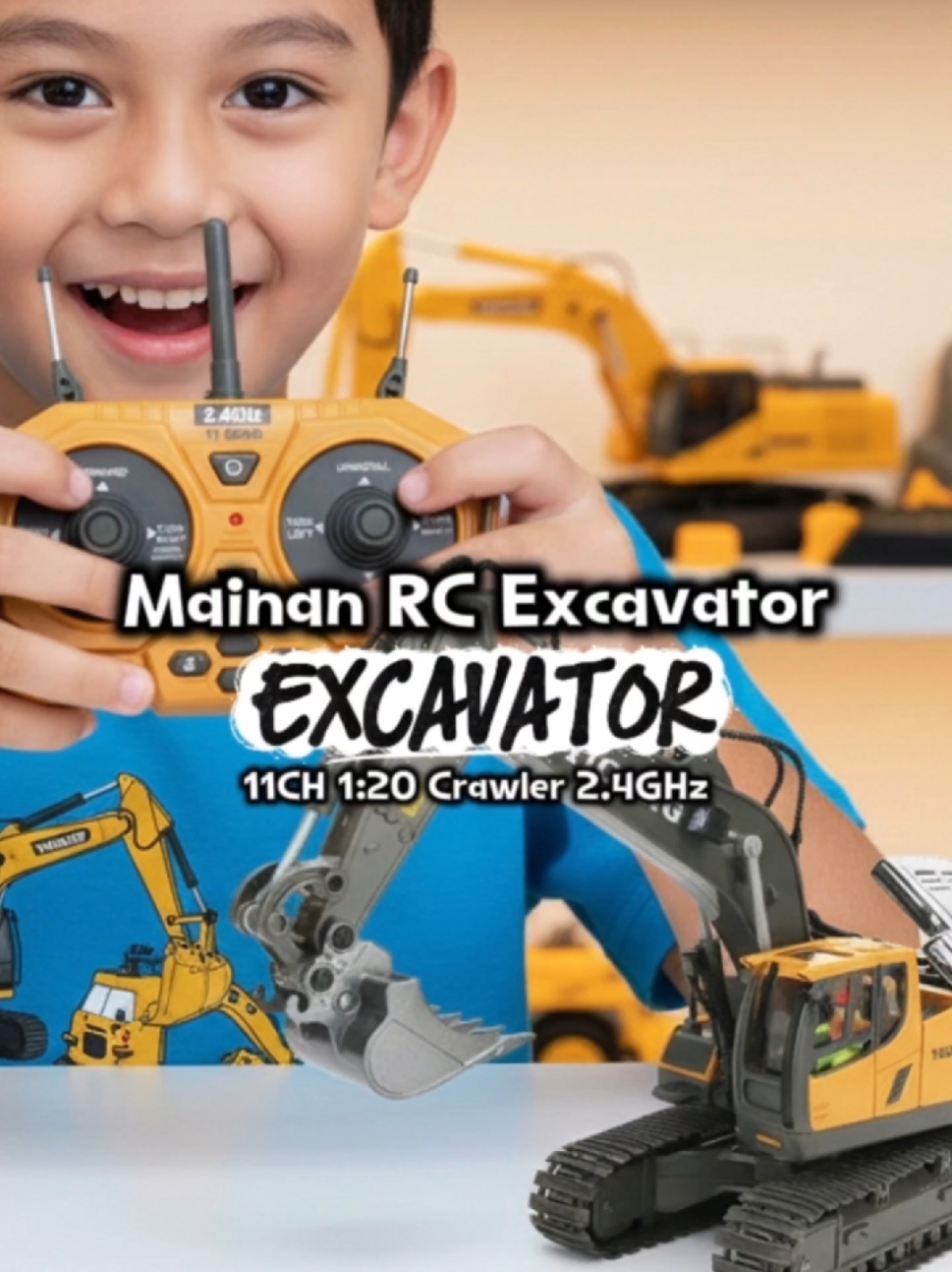 Remote Control Beko Excavator 11CH 1:20 Crawler 2.4GHz – Mainan RC Excavator Anak, Mobil Alat Berat Engineering Car Digger. #mainanrcexcavator #mainanexcavator #remotecontrol #mobilremote #tiktokshop 
