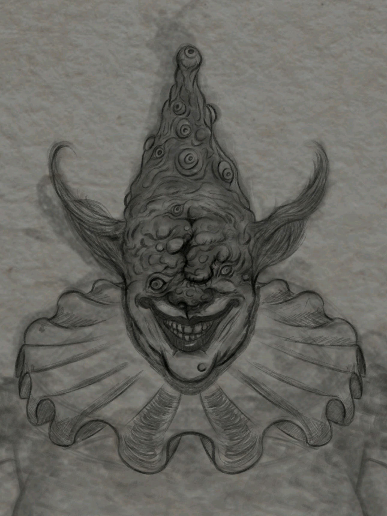 Haciendo texturitas para el payasito. Ya listos para recibir Halloween y Día de Muertos? 🤡 Making textures for the little clown. Ready to welcome Halloween and Day of the Dead? 🤡 #clown #bodyhorror #sketch #halloween 