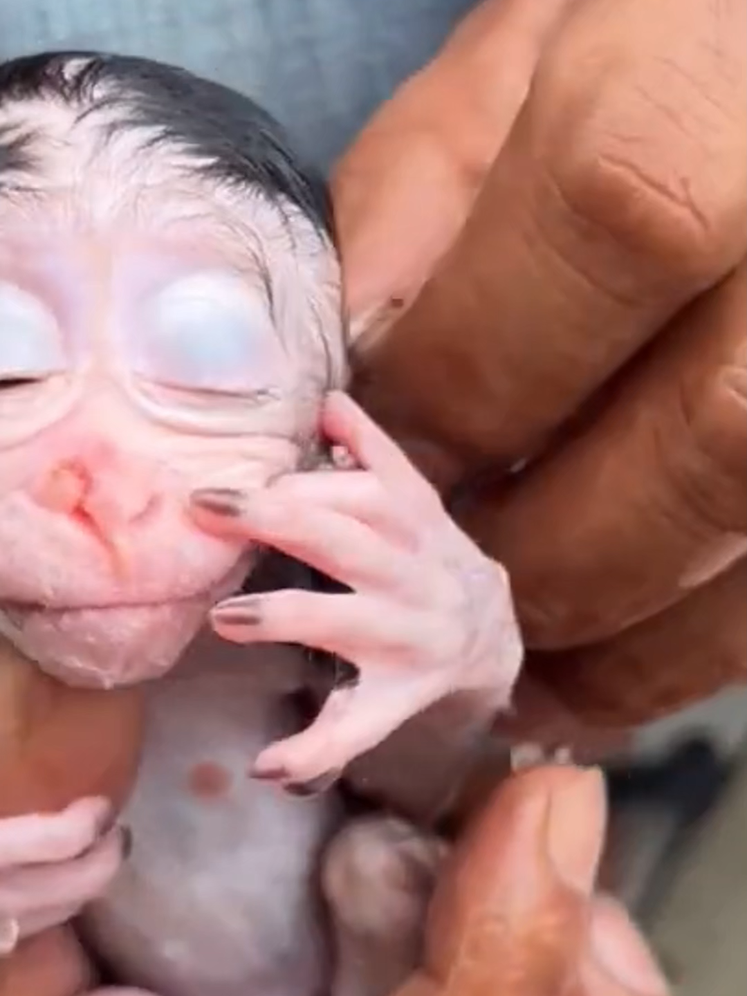 6The father, worried about the little monkey, refused to give him milk.