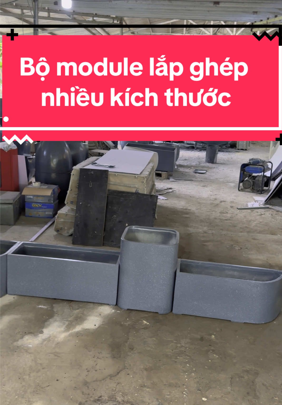 Giới thiệu với các bác bộ module lắp ghép nhiều kích thước phù hợp mọi không gian sống. #chaucomposite #chauchunhattrongcay 