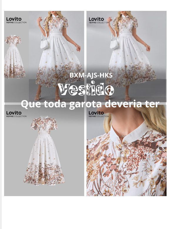 Vestido Elegante com Flores  Vestido Primavera/verão para Mulheres ID:BXM-AJS-HKS #vestido #verão #lovito #acheinashopee @Celina Souza de Lima 