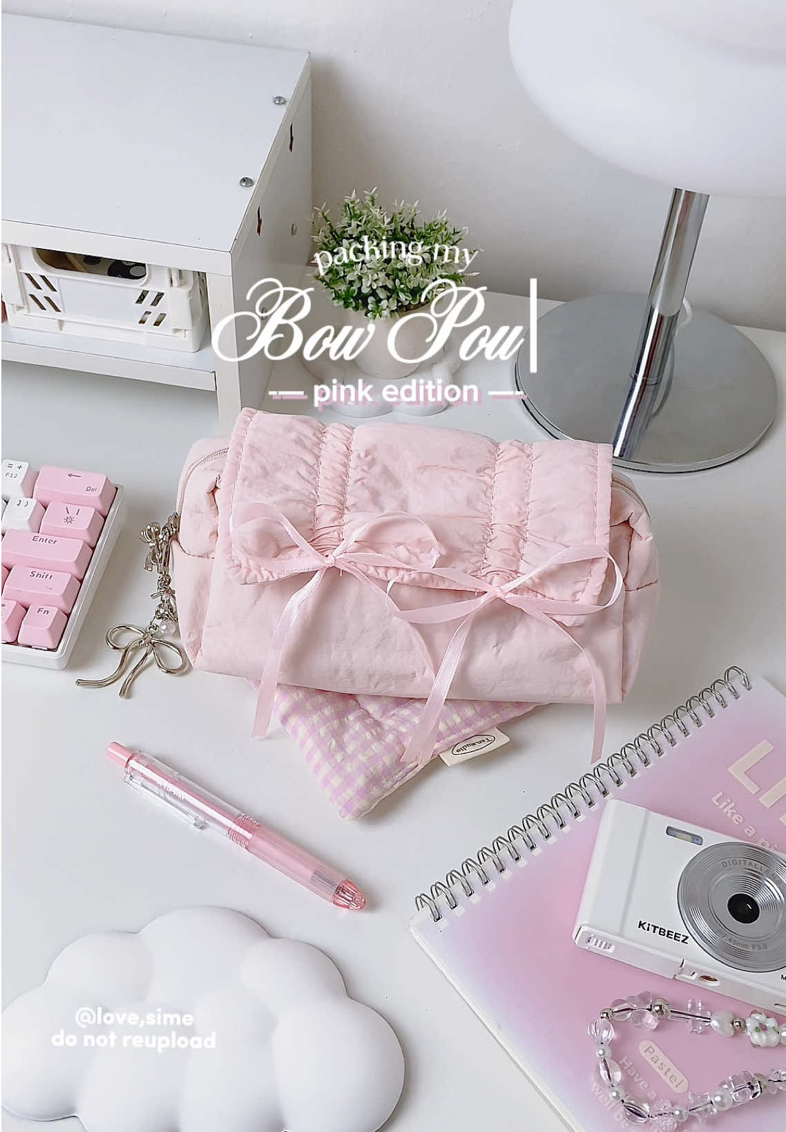 let’s pack my bow pouch — pink edition 💝 #pencilpouch #pencilcase #pouchmakeup #makeuppouch #pouchbag 