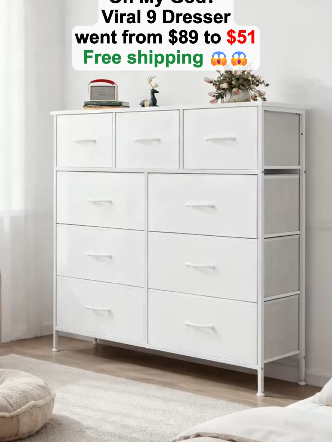 viral 9 dresser only $51 ！！！ #sweetfurniture #tiktokmademebuyit #dresser #drawers #9drawerdresser #9dresser