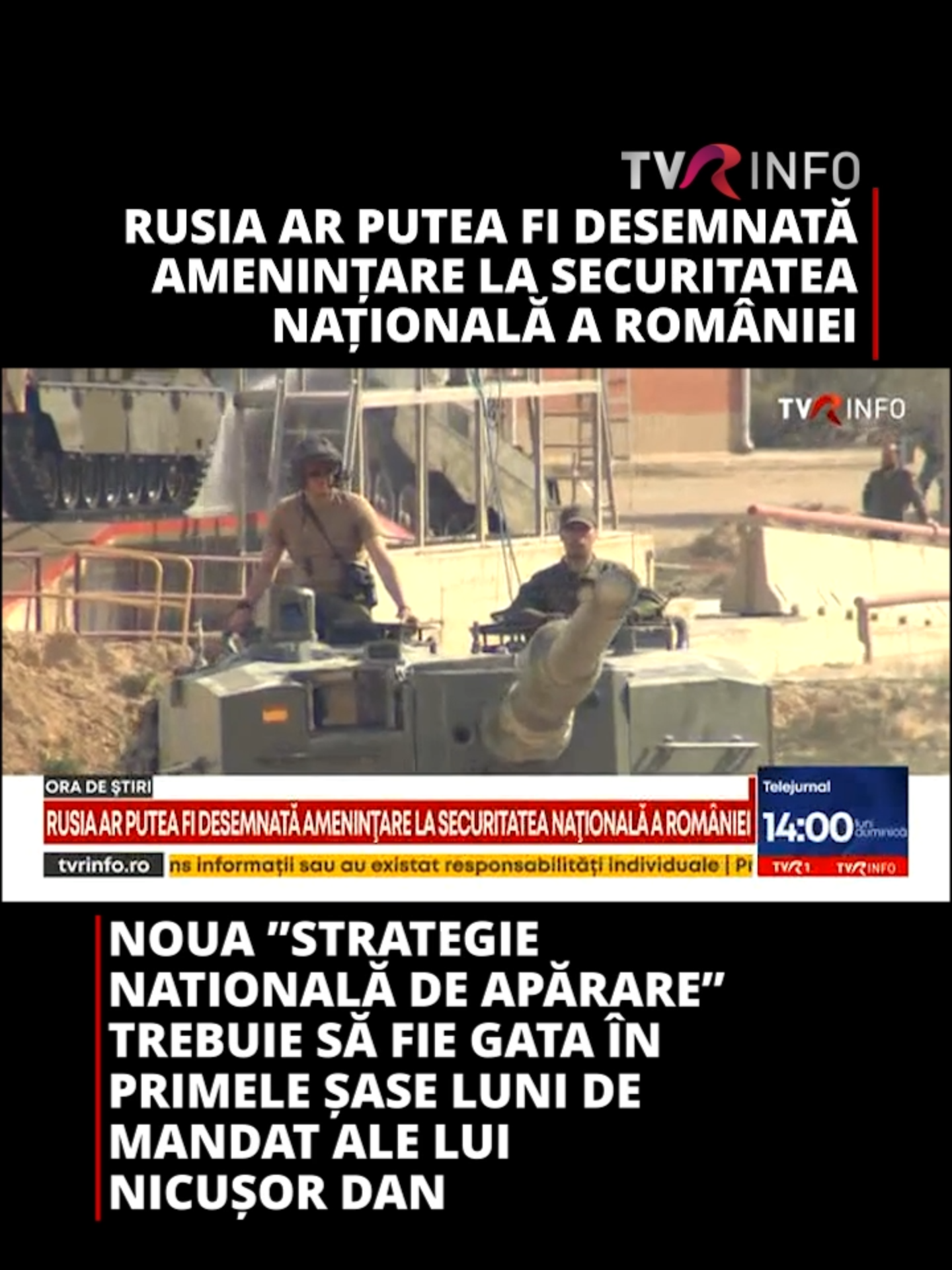 Rusia ar putea fi desemnată drept amenințare la adresa securităţii naționale a României în noua ”Strategie Natională de Apărare”, a declarat șeful cancelariei prezidențiale, Cristian Diaconescu. Documentul trebuie să fie gata în primele șase luni de mandat ale noului președinte, Nicușor Dan. Acesta a declarat explicit că Rusia este inamicul numărul 1 al României și al Europei #news #tvrinfo #fyp #viralromania #foryoupage❤️❤️ #Rusia #Romania #aparare #militar#NicusorDan#strategie#CristianDiaconescu#IulianFota