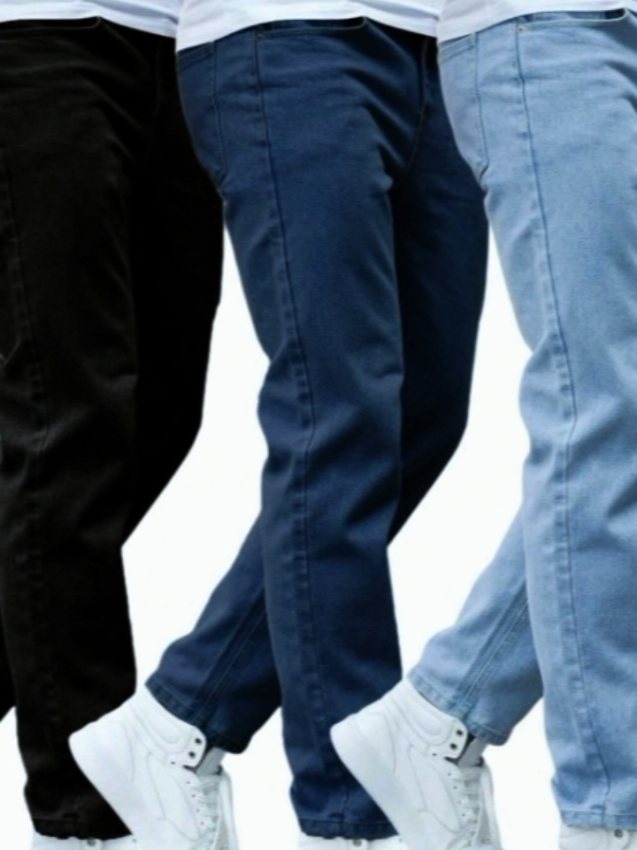 #CapCut É por tempo determinado, corre que tá barato! Kit com 3 Calças Jeans Masculinas Premium – skinny corte tradicional, com lycra, lavagens clara e escura. Estilo, conforto e qualidade em um só kit!