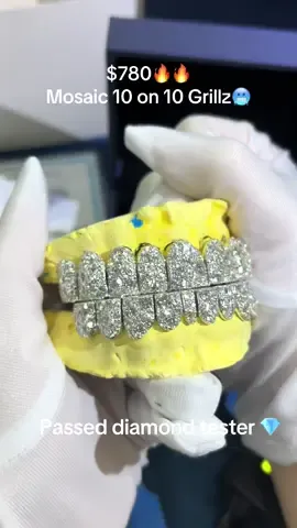 10 on 10 mosaic Grillz #Grillz #diamondgrillz #hiphopjewelry #foryoupage #viral 