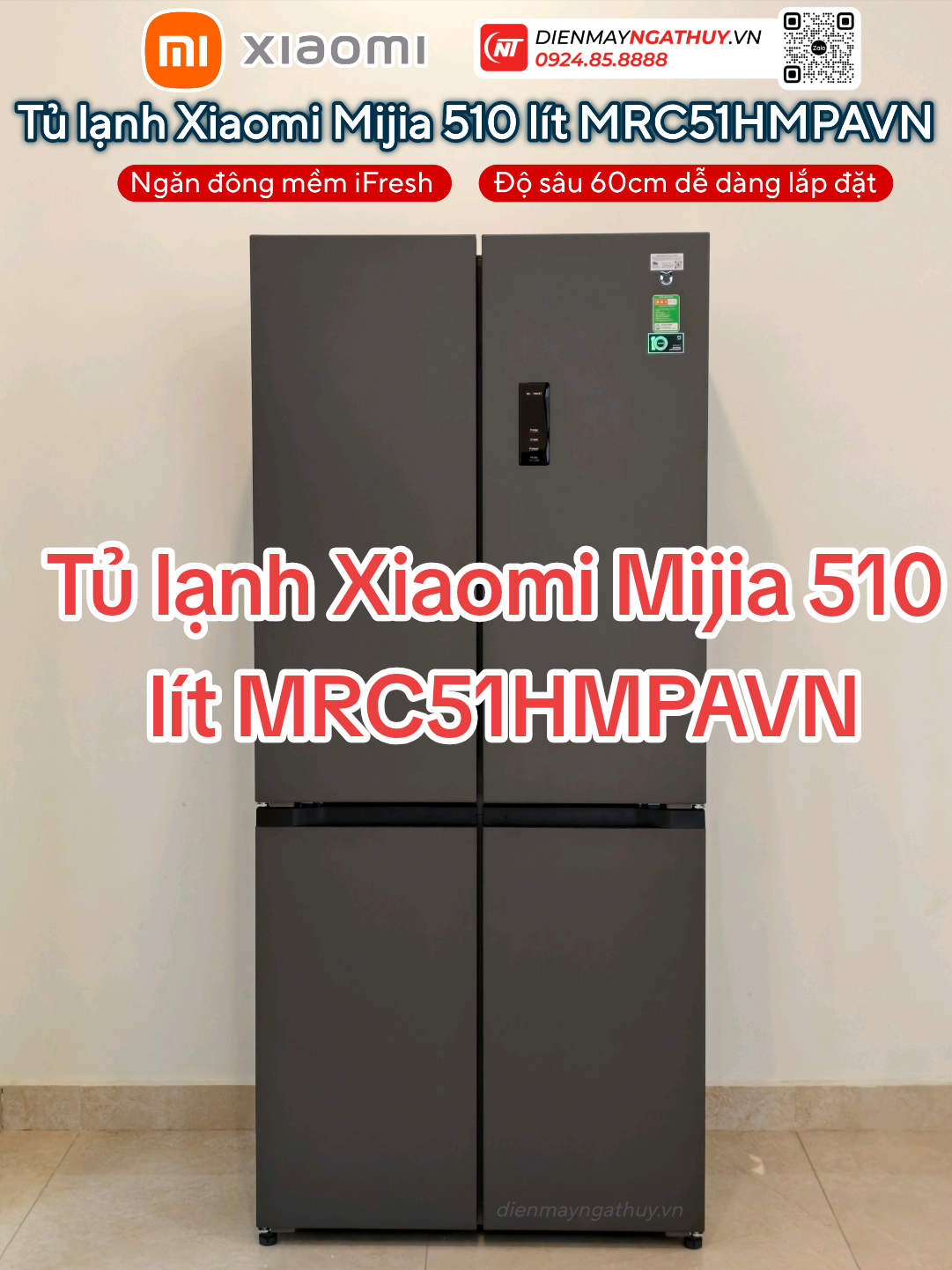 Tầm tài chính quanh 15 triệu, đâu là chiếc tủ lạnh 4 cánh đáng mua nhất, lắp đặt gọn gàng nhất, có ngăn đông mềm ❓ 👉 Câu trả lời: không phải Panasonic, cũng không phải Hitachi ✨ Đó chính là Tủ lạnh Xiaomi Mijia 510 lít MRC51HMPAVN hàng chính hãng, phân phối tại Việt Nam, có bảo hành tại nhà. 📏 Độ sâu tủ chỉ 60cm, thiết kế cửa mở 90° ➝ lắp đặt âm tường rất đẹp. 📱 Điều khiển thông minh qua App Mi Home, cùng rất nhiều tính năng xịn sò khác nữa. #MRC51HMPAVN #TuLanh4Canh #XiaomiMijia510L #DongMem #AmTuongDep   🧊✨📱 