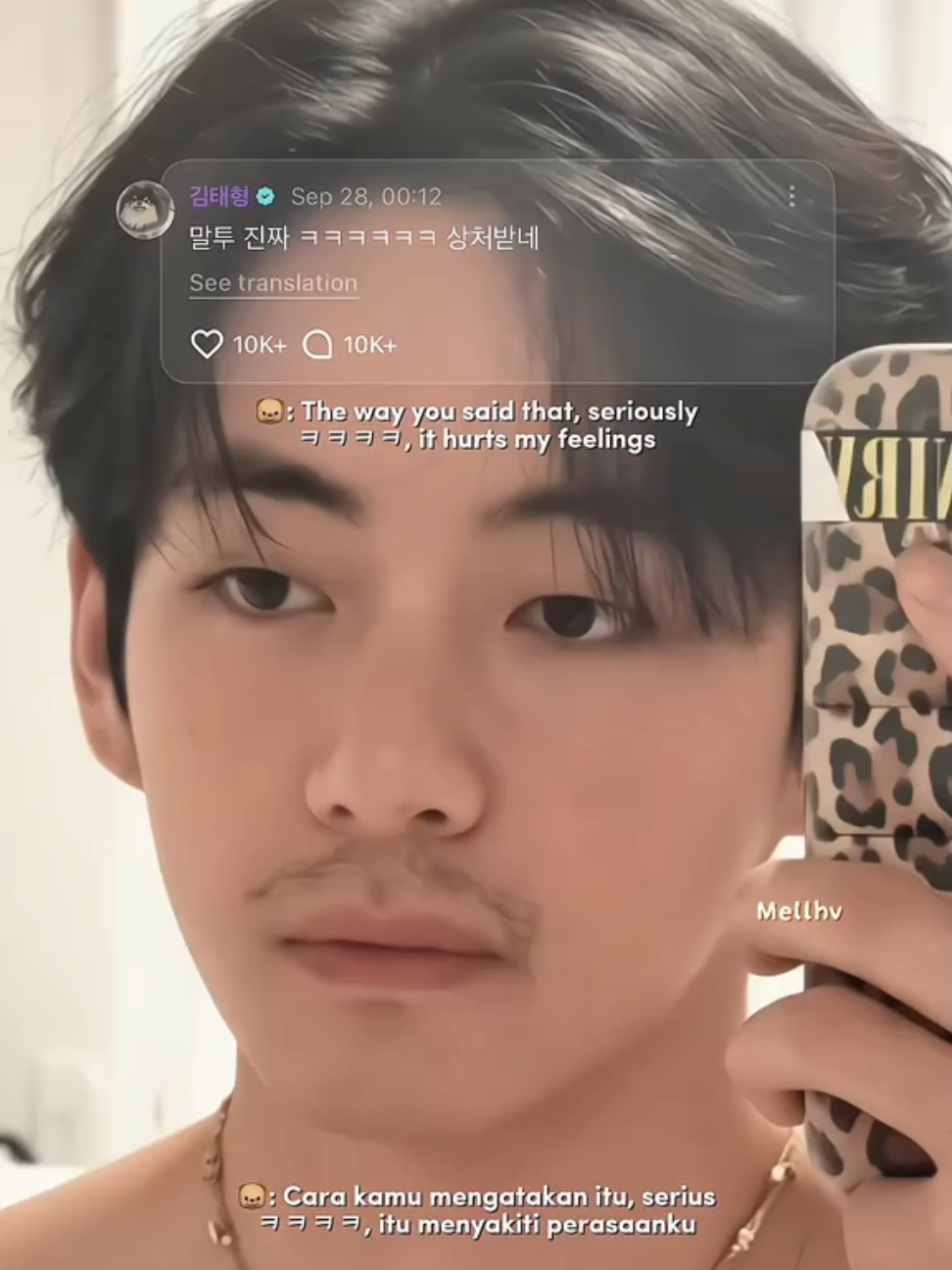 Taehyung, you look so cool with your moustache, do whatever you like, you always look handsome, no matter what. I love everything about you, so don't listen to those people #taehyung #thv 