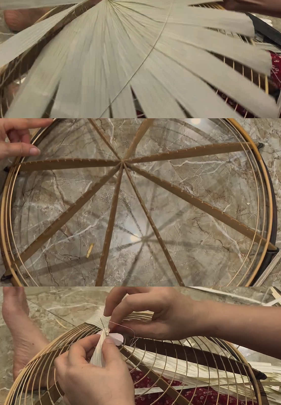 Tất cả các công đoạn làm ra một chiếc nón lá đều được làm thủ công, tỉ mỉ....#nontruyenthong #viral #nonlangchuong #viral 