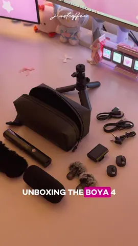 boya 4-in-1 magic microphone 🎤  all packed in one tiny pouch! no bulky gear, no stress, perfect for on-the-go content! would you get this? 💌 cozy desk setup pink aesthetic tech workspace #cozydesksetup #pinkdesksetup #deskaesthetic #techworkspace    