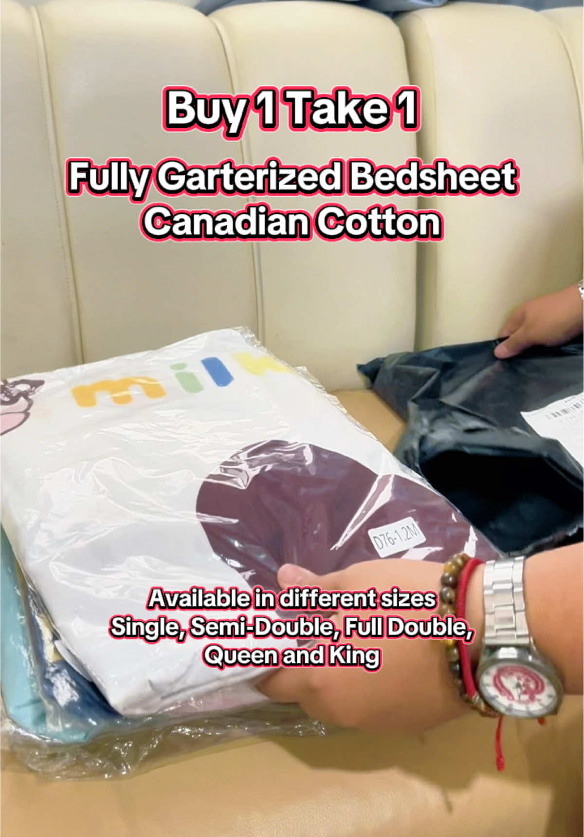Buy 1 Take 1 bedsheet, Full garter, cotton canadian. Available lahat ng sizes. Super mura pa.. #buy1take1 #fullygarterizedbedsheet #cottonbedsheets #nolukotbedsheet #bedsheets 