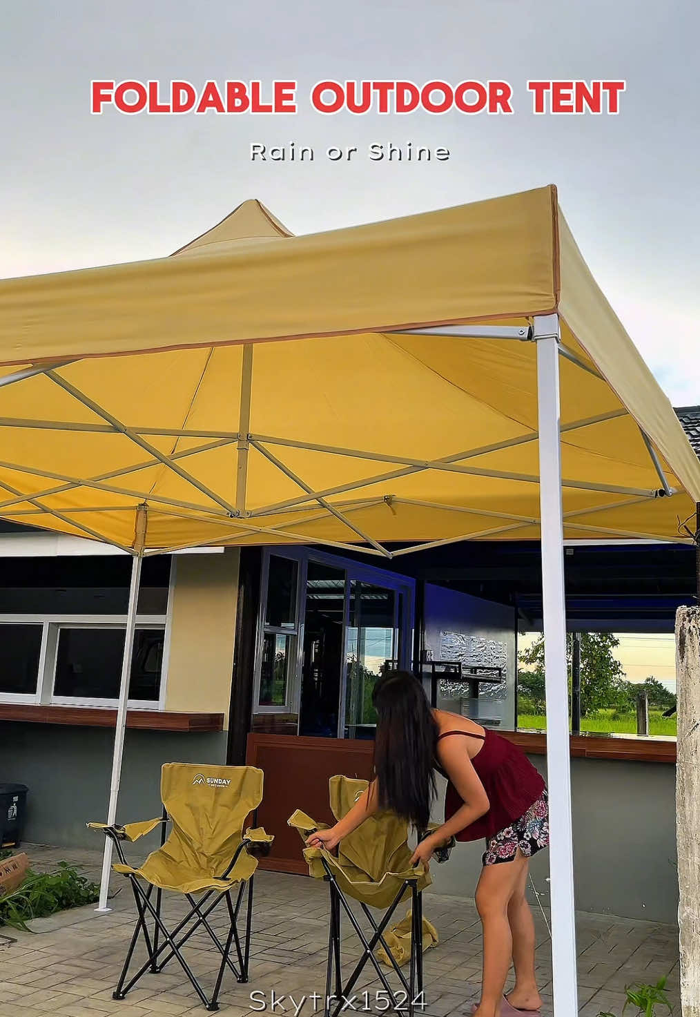 Heavy Duty Retractable Outdoor Tent . Rain or Shine pwedeng pwede to dahil waterproof 😍❗️#outdoortent #foldabletent #retractabletent #tent 