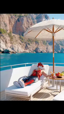 daha fazla bilgi için takıp et 😉 #freefire #gemini #pixverse #vide #How T Fake Tan Ur Face    gemini        ↓ An ultra-realistic, highly detailed full-body photo of a video game character lounging on a dreamline under a dreamline umbrealla beside there is a juice table . on the white luxury yacht.  The background is a stunning, sun-drenched coastal scene. The water is an incredibly vivid, deep turquoise-blue. In the distance, there are massive, rugged cliffs and rocky mountains in shades of brown and ochre, sharply rising from the sea, suggesting a Mediterranean location like Capri or the Amalfi Coast. The sunlight is bright and high, creating strong contrast and brilliant colors. ​Photography Style: High-resolution photograph, f/1.4 aperture, cinematic, professional fashion photography, hyper-detailed, sharp focus, vibrant color grading, summer vibe, golden hour lighting.  Pixverse        ↓ The person should slowly take her hand from the drink there, drink it, and put the drink back in its place.