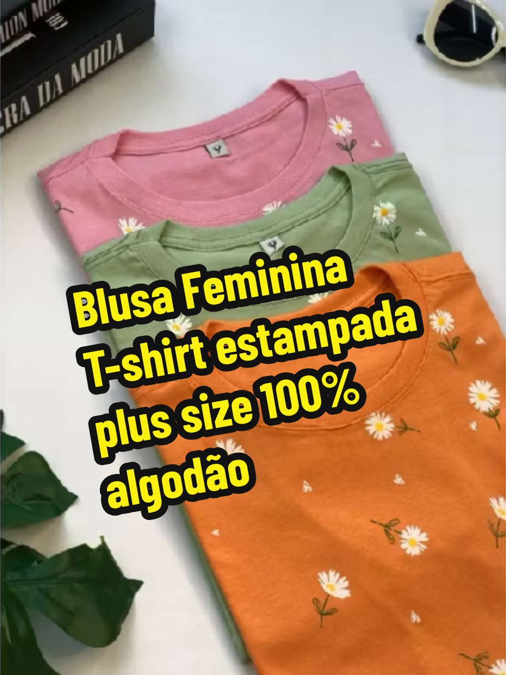blusa feminina T-shirt estampada plus size 100% algodão 💥 Comenta EU QUERO e eu te envio o link 🔗  #verao #blusinhas #menina #acheinashopee #videoviral 