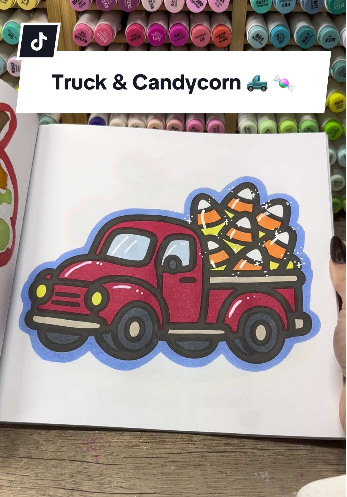 red truck carrying candy corn! #boldandeasy #coloring #sunflo #asmr #amazonfinds 