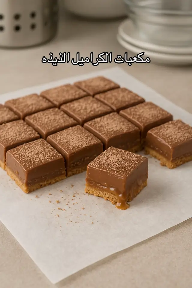 المكونات: 	•	٢٥٠ غ بسكويت شاي مطحون (مثل دايجستف أو مارية) 	•	١٠٠ غ زبدة مذابة طبقة الكراميل: 	•	١ علبة حليب مكثف محلى (397 غ) 	•	١/٢ كوب سكر بني 	•	١/٢ كوب زبدة 	 طبقة الشوكولاتة: 	•	٣٠٠ غ شوكولاتة حليب (أو دارك حسب الرغبة) 	•	٢ م ك زبدة أو كريمة سائلة ⸻ الخطوات: 	1.	تحضير القاعدة: 	•	اخلطي البسكويت المطحون مع الزبدة المذابة حتى يتشرب. 	•	افردي الخليط في صينية مربعة صغيرة مبطنة بورق زبدة واضغطي جيدًا. 	•	أدخليه الثلاجة حتى يتماسك. 	2.	تحضير الكراميل: 	•	في قدر، ضعي الزبدة + السكر ، وحركي على نار متوسطة حتى يذوب السكر. 	•	أضيفي الحليب المكثف وحركي باستمرار حتى يغلي ويتحول لونه إلى ذهبي كراميل (حوالي 8-10 دقائق). 	•	اسكبيه فوق طبقة البسكويت وساويه، ثم أدخليه الثلاجة حتى يبرد تمامًا. 	3.	تحضير الشوكولاتة: 	•	ذوّبي الشوكولاتة مع الزبدة (أو الكريمة) على حمام مائي أو بالمايكرويف. 	•	اسكبيها فوق طبقة الكراميل، وساوي السطح. 	•	رشي عليها كاكاو بودرة أو شوكولاتة مبشورة للتزيين. 	4.	التقطيع: 	•	اتركيها تبرد بالثلاجة من ٢-٣ ساعات، ثم اقطعيها مربعات متساوية بسكين حاد ودافئ وبالعافيه عليكم حبايبي 🤍 #30oclocl #حلاوة_اللقاء #لذيذ #سهل #حلا 