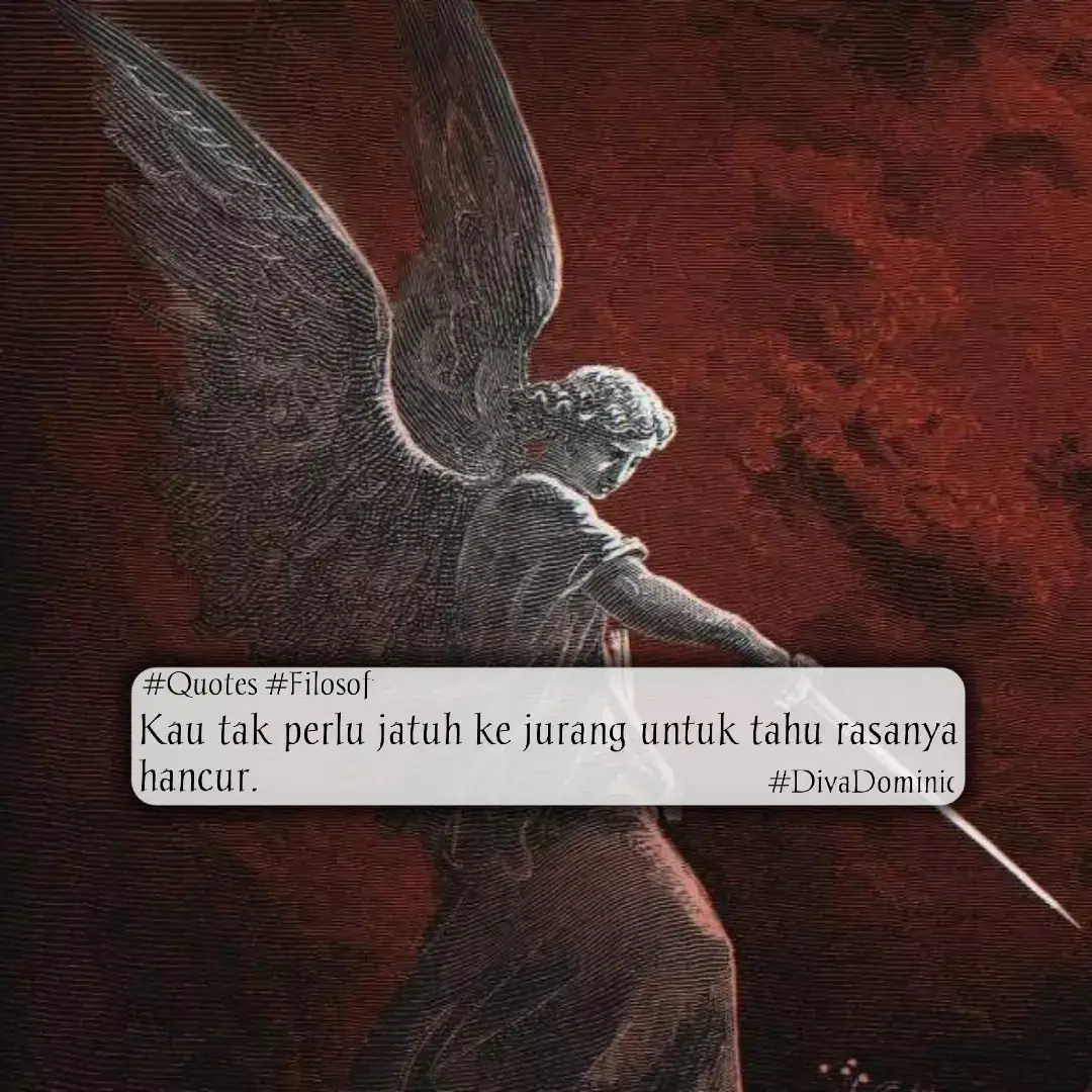 Tak semua pelajaran harus dibayar dengan luka. Kadang, kebijaksanaan lahir dari kemampuan untuk berhenti — sebelum segalanya hancur. Dunia terlalu sering memuji keberanian untuk melangkah, tapi jarang mengajarkan kapan harus mundur. Orang bijak tahu, tidak semua jurang pantas dijatuhkan diri ke dalamnya. #DivaDominic #Filosofi 