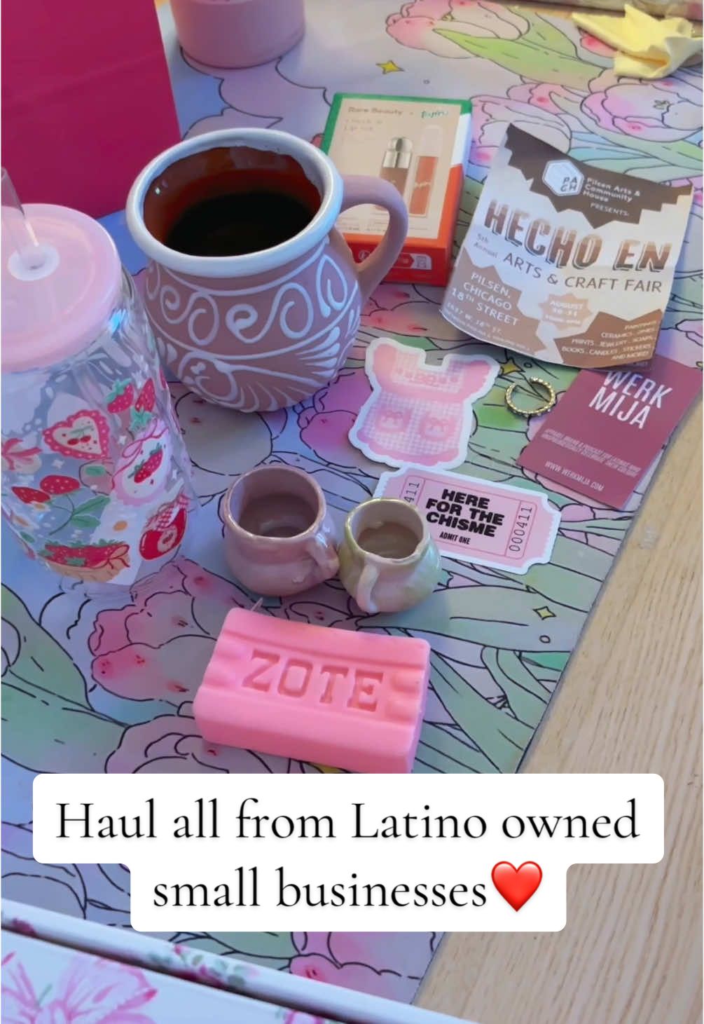 Small haul where I got everything from Latino owned small businesses either from Pilsen area in Chicago or the 7 mile fair in Wisconsin! It’s so important to support our community and our people. So happy with everything I got ❤️ #chicago #pilsenchicago #pilsen #haul #SmallBusiness #latinoheritagemonth #hispanicheritagemonth #latinosmallbusiness #tajin #rarebeauty #pink 