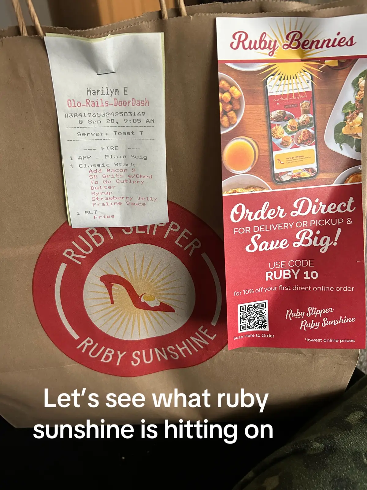 First time trying ruby sunshine #fyp #breakfast #pancakes #bLT #bacon 
