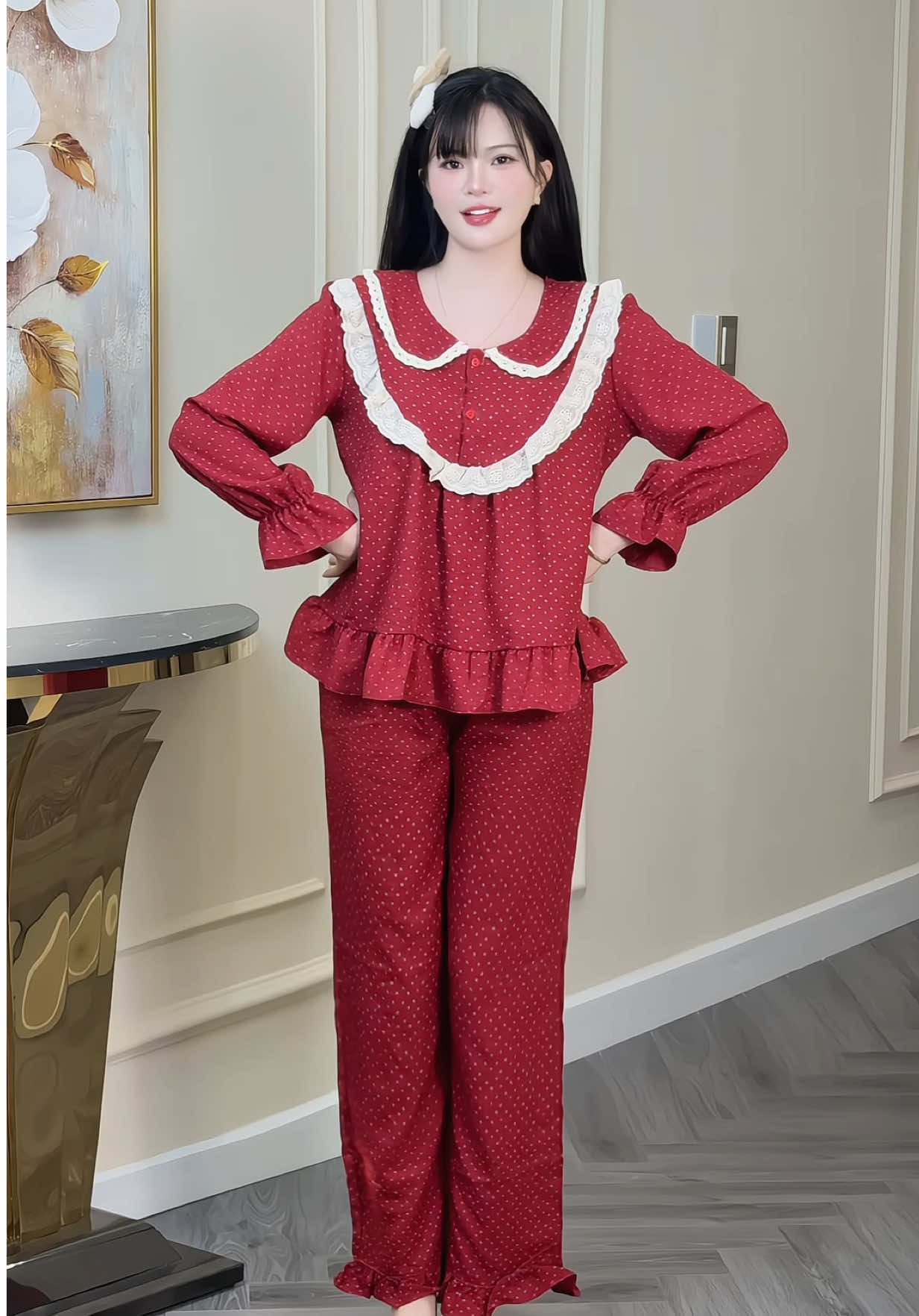 Đồ bộ dễ thương hoa nhí viền bèo #champhanriview #pijama 