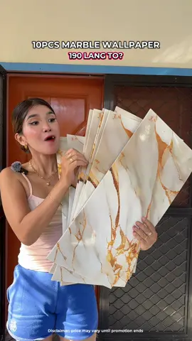 10pcs marble wallpaper sticker! Parang naka tiles ang atake dito❤️ #marblewallpaper #3rdwallpaper 