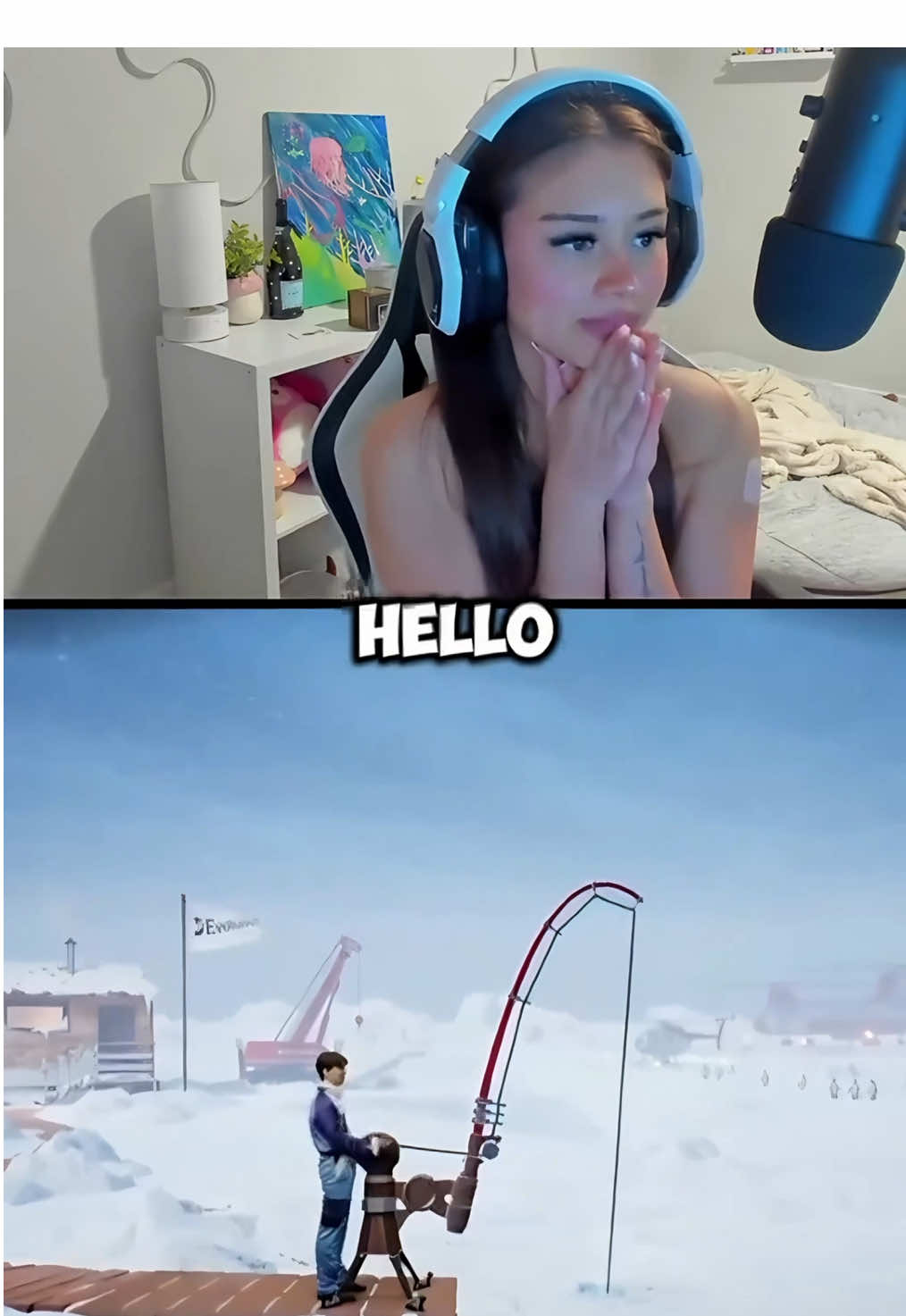 Cute Streamer try’s ice fishing game for first time  #fyp #foru #gaming 