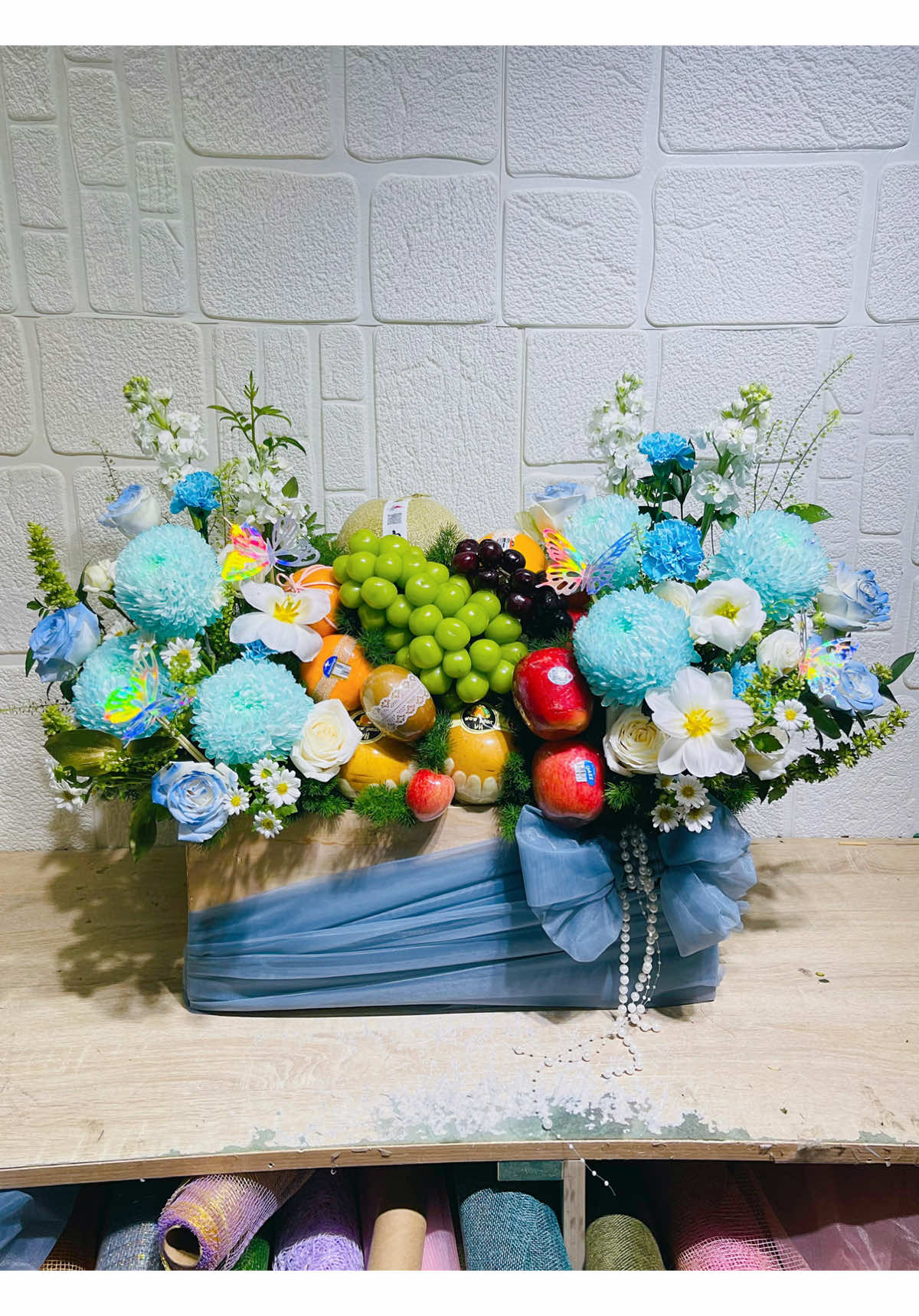 Chiếc giỏ trái cây tone xanh siêu sang đẹp #giotraicaydep #giotraicay #giohoaqua #giohoaquadep #daylamgiotraicay 