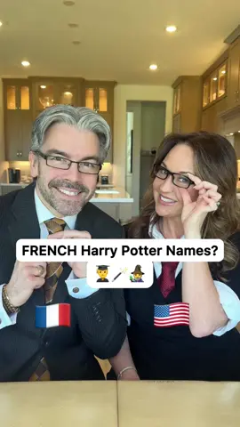 🇫🇷 FRENCH Harry Potter Names?? 🧙‍♀️🪄🤯  #thefrenchranch #fabienandkeisha #harrypotter #LanguageLearning #TikTokLearningCampaign  