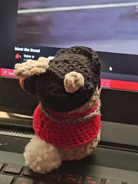 i crocheted a tiny scout bun to live at my desk :3 #tf2 #teamfortress2 #tf2scout #crochet #bunny 