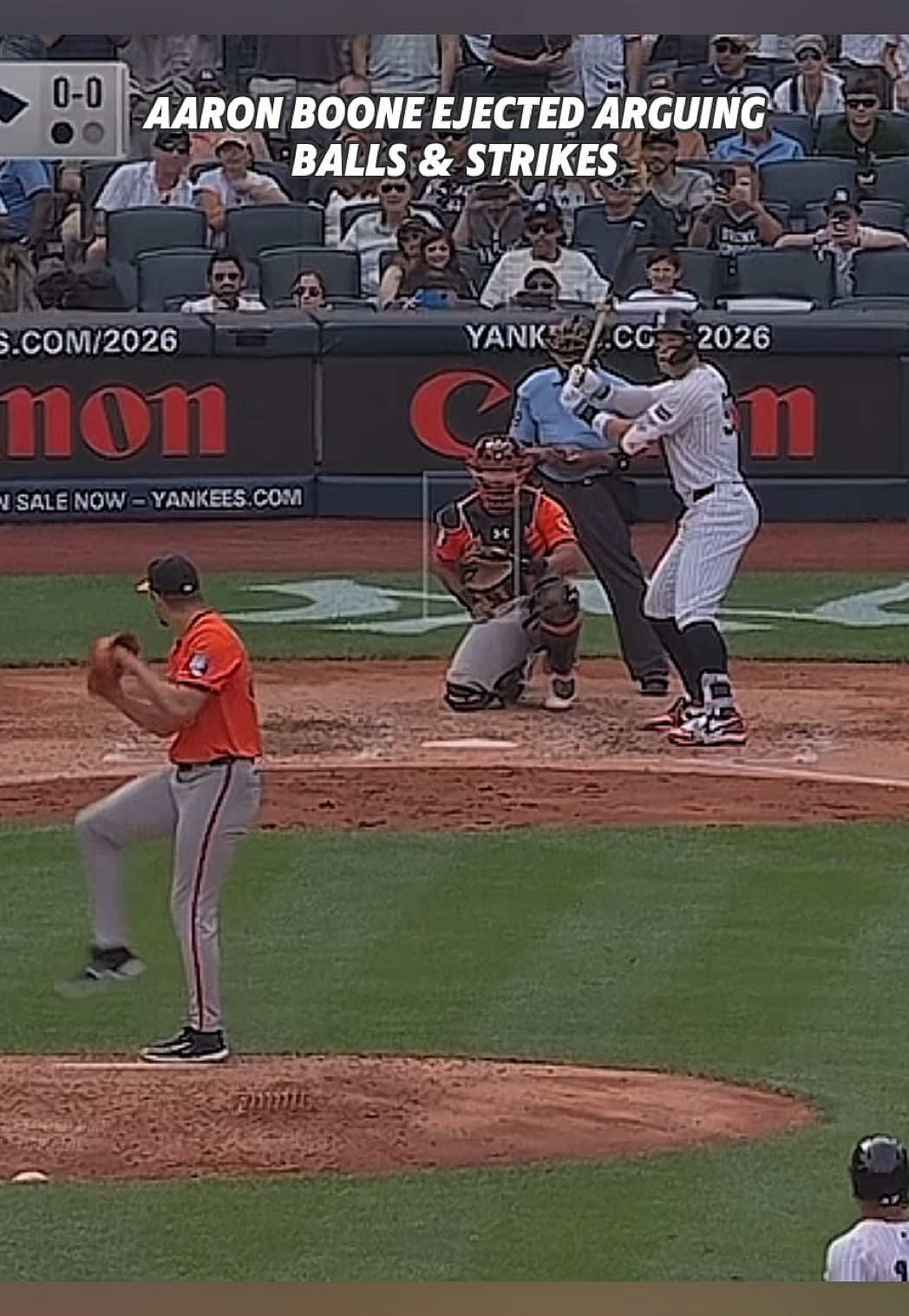 Aaron Boone gets ejected for arguing balls and strikes on 2 questionable pitches to Aaron Judge 😏 #sports #baseball #ejection #edit #fypage 