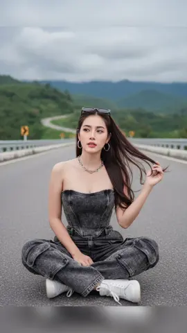 1 เข้า Gemini 2 ใส่ภาพที่ต้องการ 3 ใส่ prompt ข้างล่าง Prompt : สร้างภาพพอร์ตเทรตสมจริง (ใบหน้าเหมือน100% ห้ามแก้ไข) นั่งขัดสมาธบนถนน มือข้างนึงจบผม ผมยาว อยู่สถานที่ท่องเที่ยว ถนนลอยฟ้า จังหวัดน่านที่ฉากหลังเห็นวิวถนนที่สวยไกลสุดตา และบรรยากาศรอบข้างเป็นภูเขามีเมฆดูครึ้มฝนนิดๆ สร้างบรรรยากาศที่สงบ เธอดูน่ารัก ปนเซ็กซี่  และมีความเท่ ทำหน้าตาแบบเพ้อฝัน  เหม่อ/มองตรง การแต่งกาย:จั๊มสูท  ลักษณะเด่นของชุด สไตล์:  Y2K ผสมผสานกับสไตล์ Utility ผ้ายีนส์ ลวดลายแบบ Acid Wash สีดำหรือเทาเข้มที่มีรอยด่างหรือซีดจาง  ส่วนบน ทรง: เป็นเสื้อเกาะอก  ทรง Corsetเข้ารูปช่วงเอว เน้นสัดส่วนและรูปร่างให้ดูเพรียวขึ้น  ส่วนล่าง ทรง: เป็นกางเกงคาร์โก้  ทรงหลวม   รายละเอียด: มี กระเป๋าขนาดใหญ่ หลายช่องตามบริเวณต้นขาและเข่า  เครื่องประดับและรองเท้า รองเท้า: จับคู่กับรองเท้าผ้าใบสีขาวหุ้มข้อ  เครื่องประดับ: สวมแว่นกันแดดทรงสปอร์ตคาดใว้ที่ผม , สร้อยคอแบบโซ่  และต่างหูห่วง ดูเท่ปนเซ็กซี่ การแต่งหน้า: แต่งหน้าโทนธรรมชาติให้ความรู้สึกอ่อนหวาน ผิวขาวเนียนใส ปัดแก้มสีพีชอมส้ม ริมฝีปากโทนชมพูส้มอ่อน ดวงตากลมโตมีอายไลเนอร์บาง ๆ เพิ่มความโดดเด่น ทรงผม:มีปอยผมปิดหน้าเล็กน้อย ปลิวตามลม รายละเอียดกล้อง: ใช้กล้อง Canon EOS R5 เลนส์ RF 85mm f/1.2L ฟูลเฟรม รูรับแสง f/1.4 ความละเอียดสูงสุด 8K ให้ความคมชัดสมจริงระดับมืออาชีพ แสง: แสงธรรมชาติจากกลางวัน นิดๆ ดูอบอุ่น บรรยากาศโรแมนติก เพราะมีเมฆครึ้มๆเหมือนฝนจะตก ดูโรแมนติก และใบหน้า มีลมอ่อนๆ ทำให้ผิวสว่างดูเด่น ภาพมุมใกล้แบบเห็นพอดีตัวกับเฟลกลมกลืนกับฉากหลังตามแบบภาพต้นฉบับ #ai #สร้างภาพ #gemini 