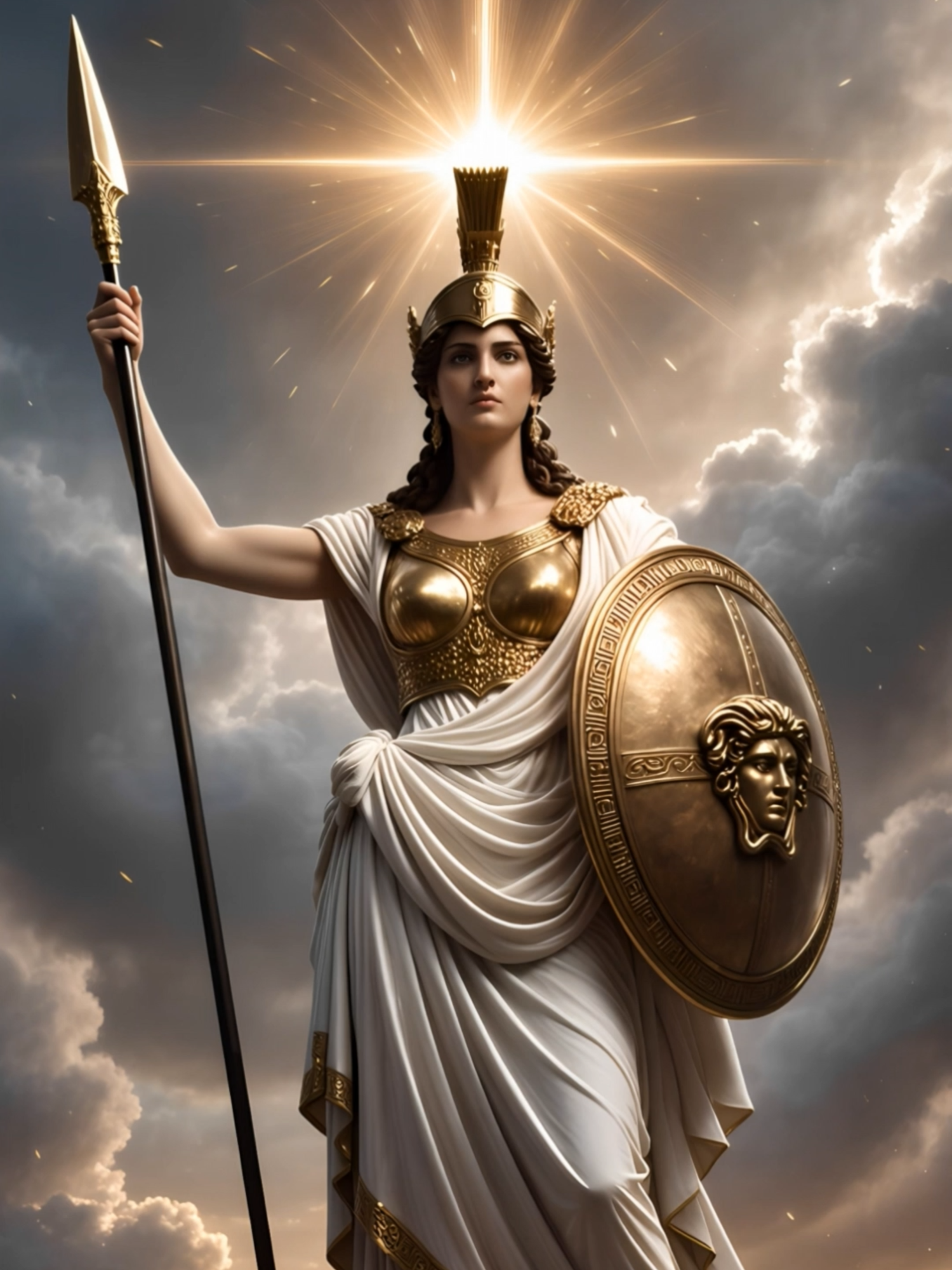 Athena · Goddess of Warfare · Raises Aegis in Victory 🛡️ #athena #greekmythology #aegis #aiart #mythology #midjourney #livewallpaper #viral